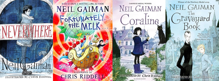 Neil Gaiman and Chris Riddell Book Covers Collage